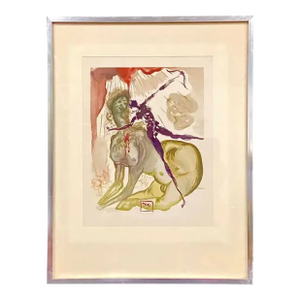 Signed Salvador Dali Surrealist Wood Cut Print