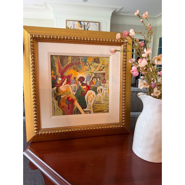 1990s Isaac Maimon "Retreat II – Espresso" Framed Hand-Embellished Limited Edition For Sale - Image 10 of 10