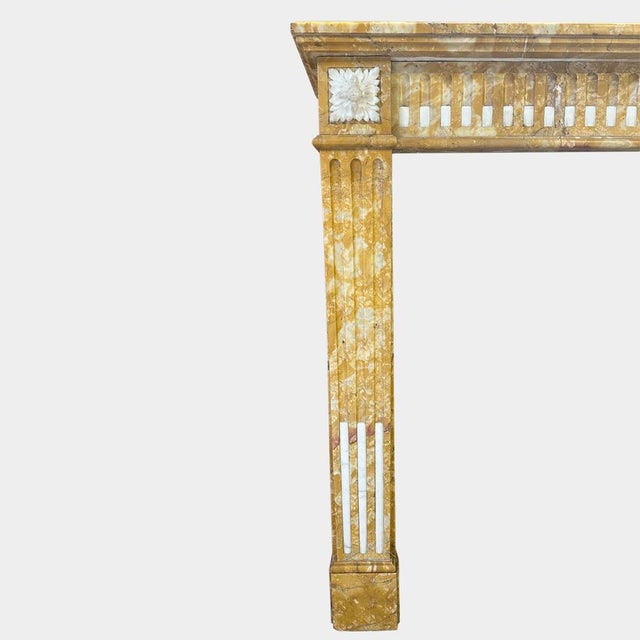 Antique French Siena Marble Fireplace Mantel, 1780 For Sale - Image 4 of 9