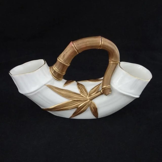 Late 19th Century Antique Royal Worcester Faux Bamboo Double Mouth Vase For Sale - Image 5 of 6