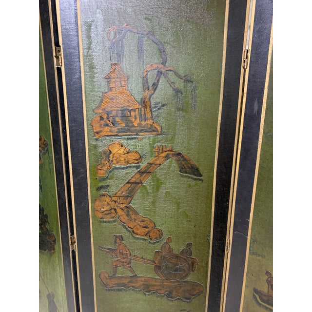 Antique Chinese Three-Panel Folding Screen/Room Divider For Sale - Image 4 of 8