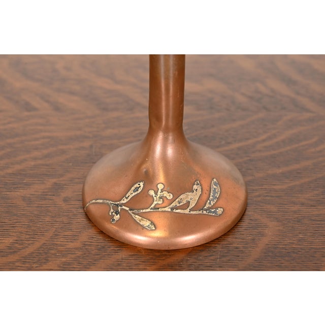 Heintz Art Metal Shop Heintz Arts & Crafts Sterling Silver on Bronze Tall Bud Vase For Sale - Image 4 of 9