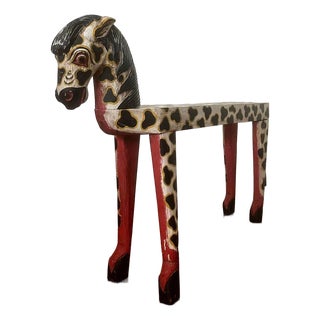 Late 20th Century Primitive Painted Horse Bench For Sale