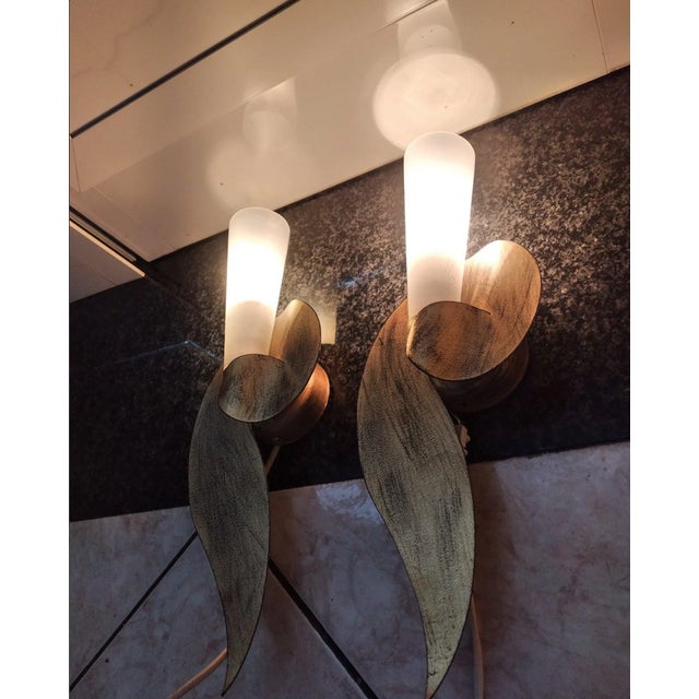 Mid-Century Modern Gilded Murano Glass Wall Lights from Banci Firenze, 1970s, Set of 2 For Sale - Image 6 of 9