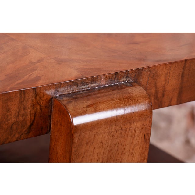 Art Deco Coffee Table in Walnut, Czech, 1930s For Sale - Image 3 of 9