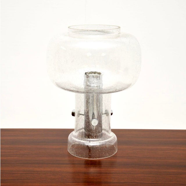 Silver Vintage French Glass and Chrome Table Lamp, 1970 For Sale - Image 8 of 8