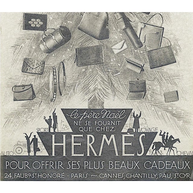 Art Deco 1925 Rare French Hermes Christmas Print For Sale - Image 3 of 3