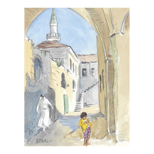 Ivy Attwell Israeli Watercolor For Sale