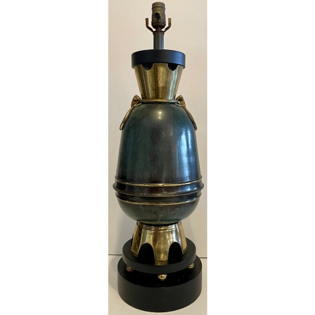 Hollywood Regency Large 1960's Brass Table Lamp For Sale - Image 3 of 8