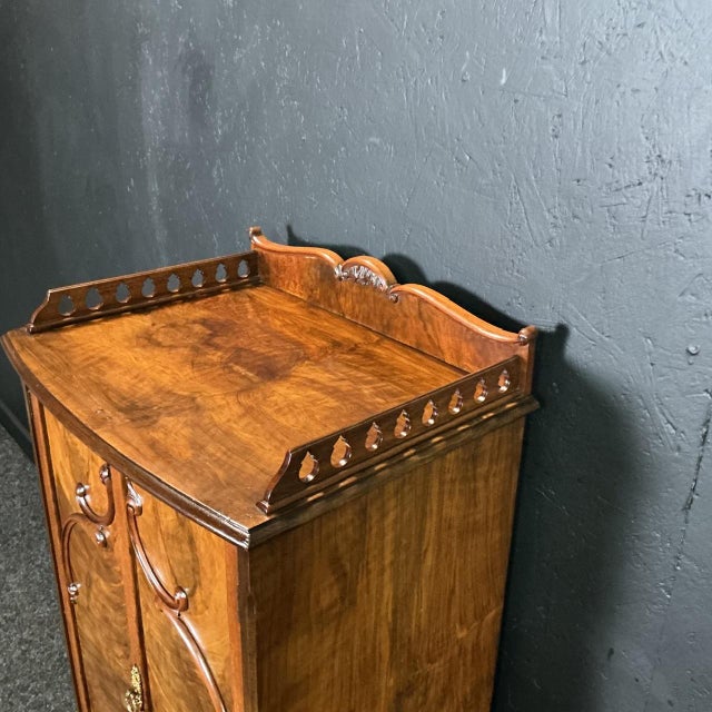 Art Nouveau French Burr Walnut Music Cabinet, 1900 For Sale - Image 4 of 8
