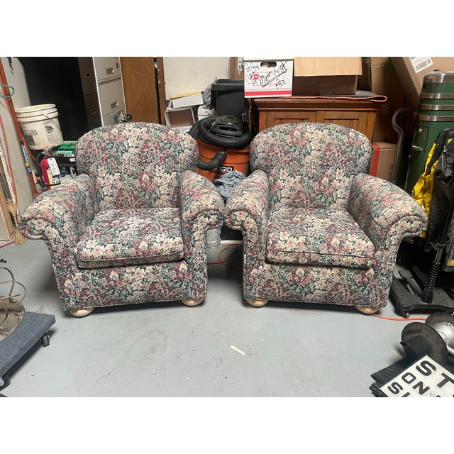 1990s Floral Lounge Arm Chairs For Sale - Image 5 of 9