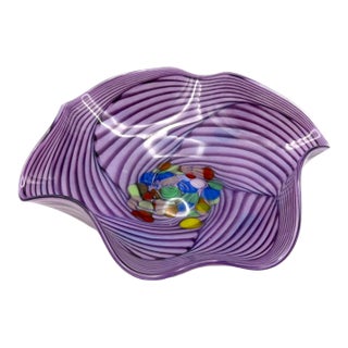 1980s Pretty Purple Murano Style Glass Plate For Sale