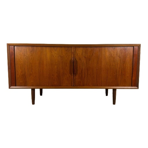 Vintage Teak Sideboard with Retracting Doors For Sale