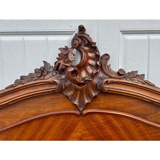 Antique French Carved & Shaped Walnut Full Size Headboard For Sale - Image 9 of 14
