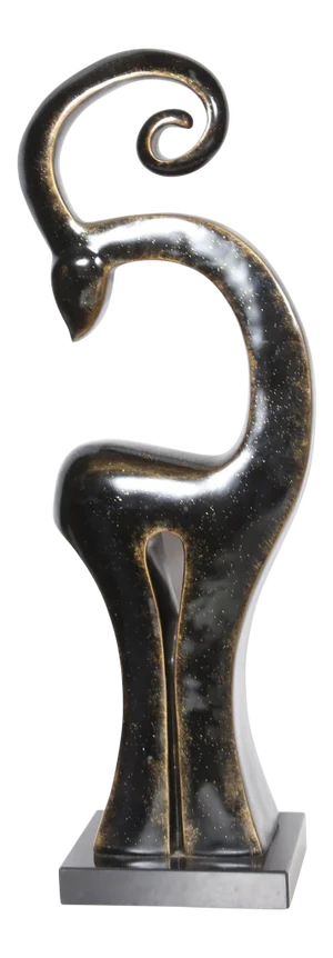 1980s Wood Antelope Sculpture on Metal Base