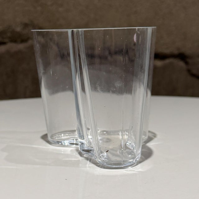 Glass Iittala Alvar Aalto Savoy Clear Vase Scandinavian Mid-Century Modern For Sale - Image 7 of 11