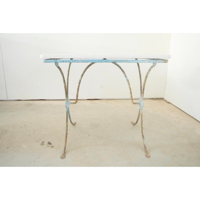French Pair of 19th Century Painted Iron Tables With Stone Top For Sale - Image 3 of 8