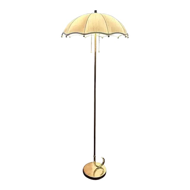 Gilbert Rohde for Mutual Sunset Lamp Company Brass Umbrella Floor Lamp, 1930s For Sale