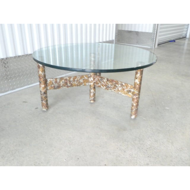 1970's Brutalist Multi Color Welded Metal Three Leg Coffee Table For Sale - Image 4 of 12