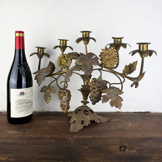 Antique French Candleholder with Flowers and Grapes, 1890s For Sale - Image 15 of 16