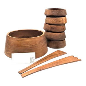 1960s Arthur Salm Teak Wood Bowls and Utensils, Set of 8