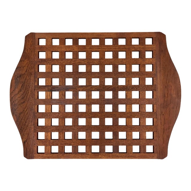 Teak Lattice Serving Tray by Jens Quistgaard for Dansk For Sale