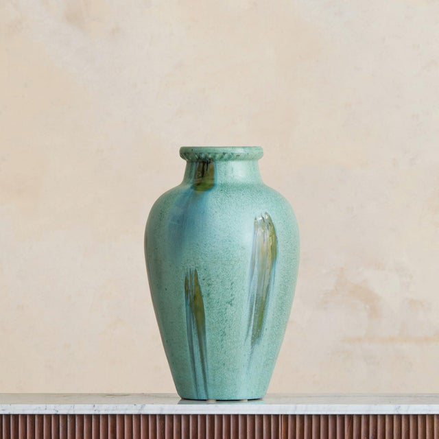 1940s Italian Aqua Ceramic Vase Attributed to Guido Andlovitz, 1940s For Sale - Image 5 of 10