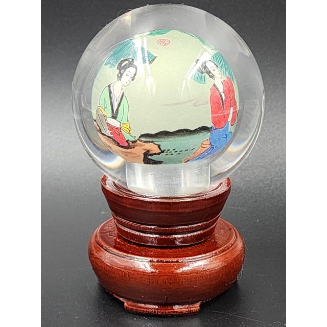 Vintage Chinese Reverse-Painted Globe With Rotating Stand For Sale - Image 13 of 18