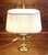 Vintage Table Lamp with Brass Frame and Cream-White Fabric Shade from Schulz & Adam, 1990s For Sale - Image 3 of 8