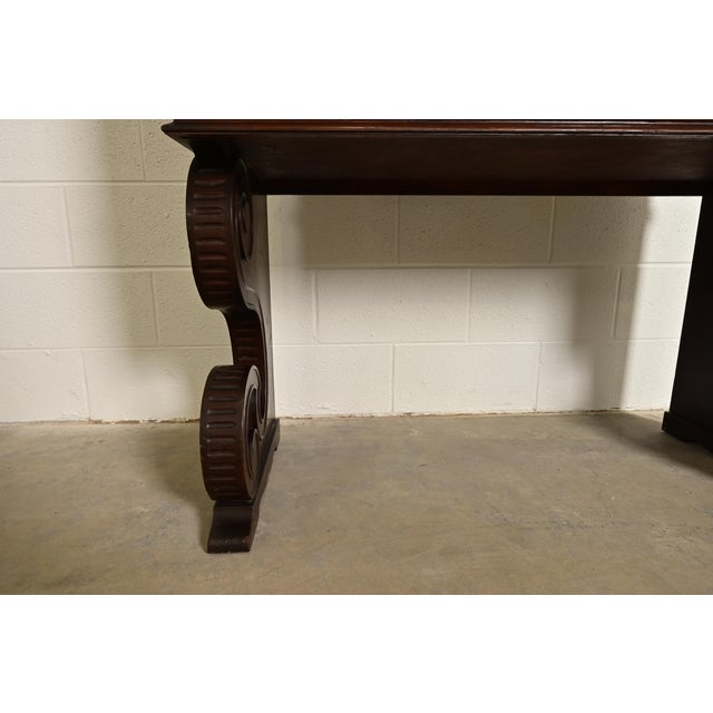 Hollywood Regency Chinoiserie Red Lacquered Hand Painted Bookcase or Bar Cabinet, Circa 1920s For Sale - Image 12 of 17