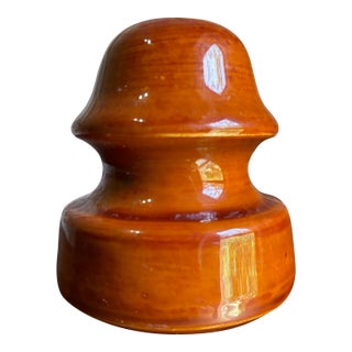 Vintage 1930 Lapp Caramel Brown Glazed Porcelain Insulator For Sale