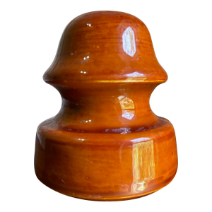 Vintage 1930 Lapp Caramel Brown Glazed Porcelain Insulator