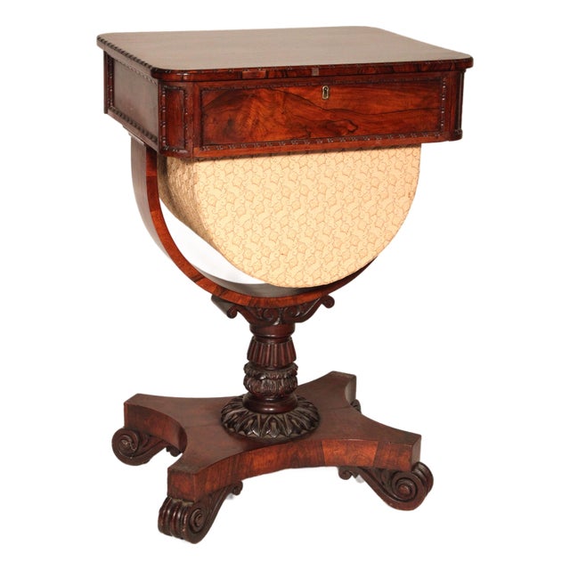 William IV Rosewood and Mahogany Sewing/Side Table For Sale
