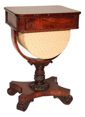 William IV Rosewood and Mahogany Sewing/Side Table