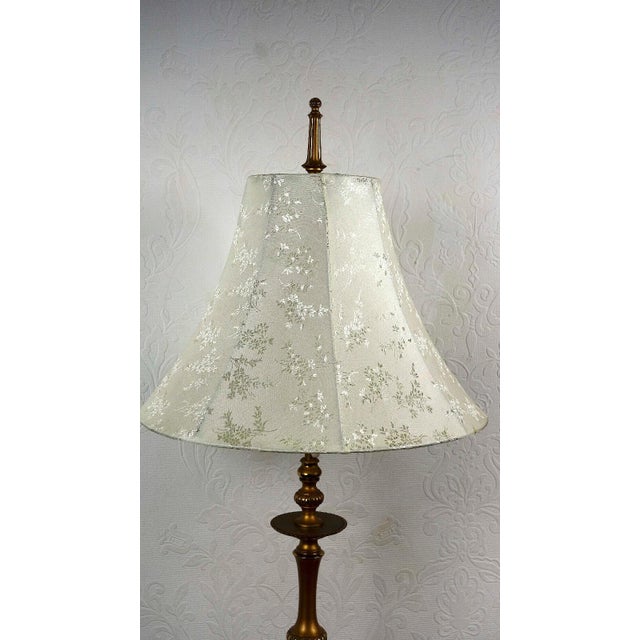 Antique Brass and Onyx Table Lamp with Fabric Shade from Unbekannt, 1930s For Sale - Image 6 of 13
