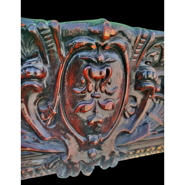 Vintage Monumental French Estate Pier Style Decorative Dark Faux Wood Finish Wall Floor Mirror For Sale - Image 11 of 11