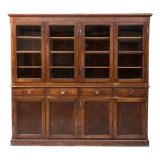 Large Two-Part Wooden Bookcase, 1920 For Sale