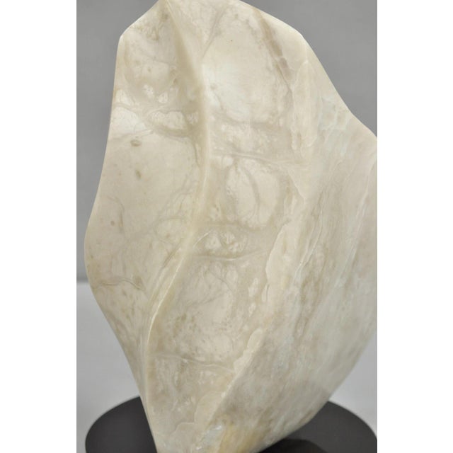 Morton Gaffin Untitled 1992 Modernist Carved White Alabaster Abstract Sculpture For Sale - Image 10 of 11