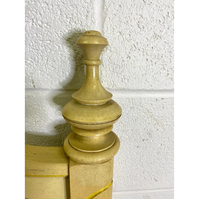 Ivory Vintage French Provincial Hollywood Regency Caned Hand Painted Twin Headboard For Sale - Image 8 of 10