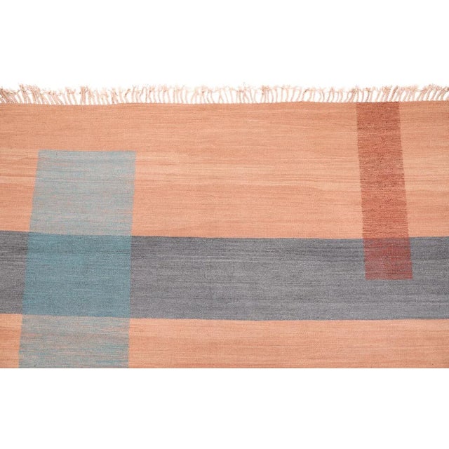 Textile Dusty Rose, Rust, Aqua and Chambray Moroccan Flatweave Kilim Wool Rug - 8x10 For Sale - Image 7 of 12