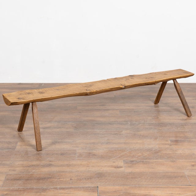 20th-Century Hungarian Pine Rustic Peg Leg Bench For Sale - Image 11 of 11