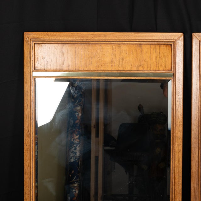 Drexel Heritage 1980s Drexel Preface Solid Wood Mirrors With Gold Trim - a Pair For Sale - Image 4 of 9