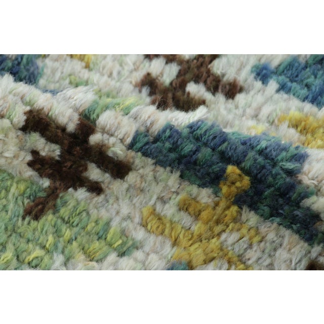 Textile Vintage Swedish Rya Runner With Teal and Green Geometric Design - Rug & Kilim For Sale - Image 7 of 9