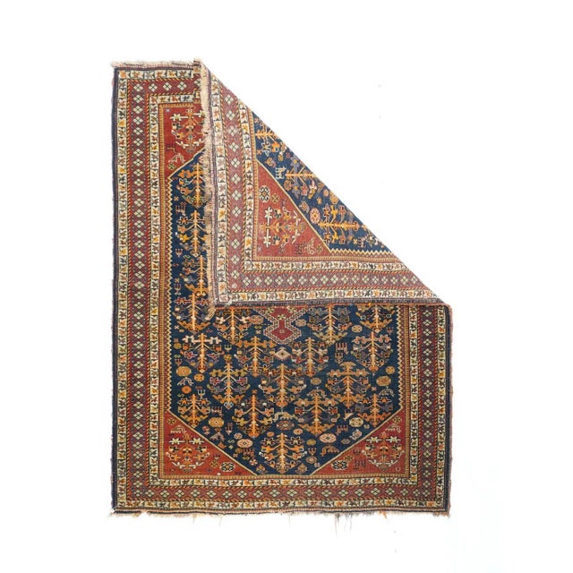 19th Century Antique Qashqai Rug 3'8'' x 4'10'' For Sale - Image 5 of 12