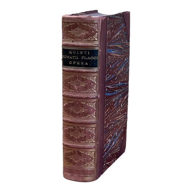 Nice Antique Horace Latin Poetry Book Illustrated Roman Classics Ornate Leather Binding Neoclassical Engravings Grand Tour Library Decor For Sale