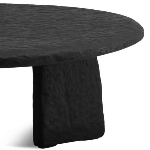 Black Chiseled Organic Modern Egg Coffee Table For Sale - Image 4 of 5