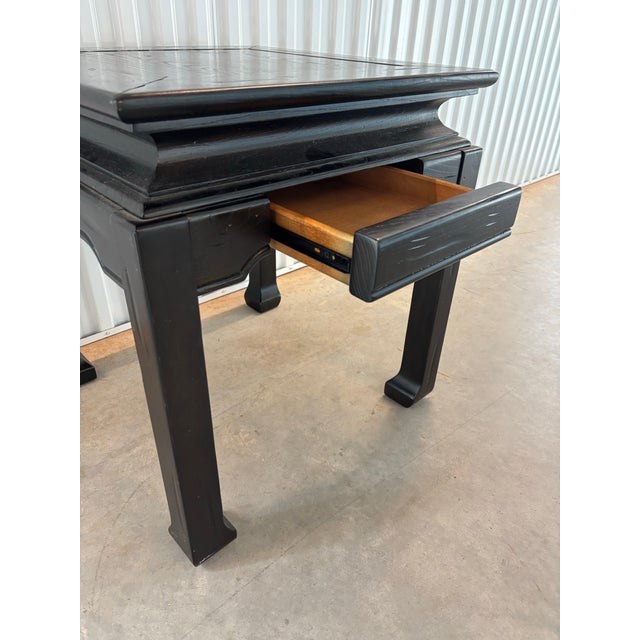 2010s 21St Century Solid Wood Ming Style Square End Table by Hammery With Black Finish For Sale - Image 5 of 9