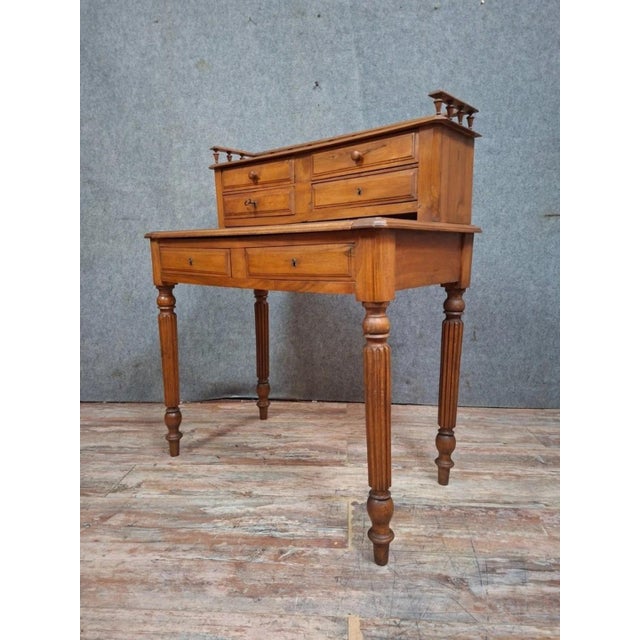 Antique 19th Century Louis Philippe Walnut Desk with Tiered Top For Sale - Image 3 of 11
