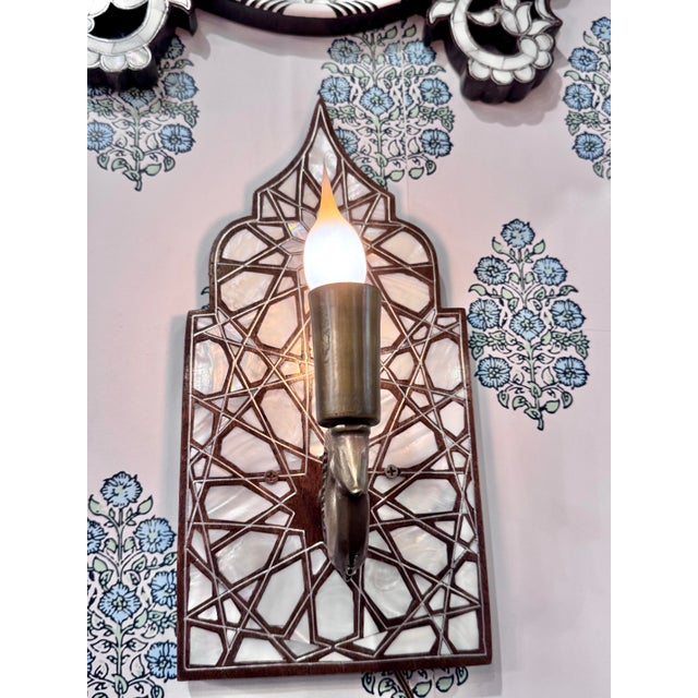 Mother of Pearl Inlaid Wall Sconce For Sale - Image 10 of 10