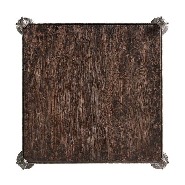 2020s Modern Rustic Hammered Iron Side Table For Sale - Image 5 of 10